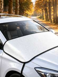 Car Half Windshield Cover, Dual-Sided Silver-Coated Fabric Windshield Wiper Trough Protective Shade, Rainproof Snowproof Front Window Cover, For Most Cars - Multicolor - View 7