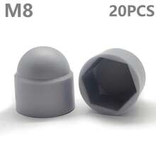 20入 M6/M8/M10 螺帽保護帽 六角螺帽蓋 塑膠六角密封螺帽蓋 螺絲螺帽 PE 蓋，適用於機動車輛、機械、家具等 - 黑色/灰色 - 灰色 - 查看 9