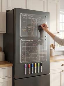 1 Set Magnetic Acrylic Weekly & Monthly Planner Set, Transparent Reusable Whiteboard, Dry-Erase Surface, Easy To Write And Erase, Suitable For Refrigerator Storage, Schedule Planning And Home Organization - Multiple Styles - View 2