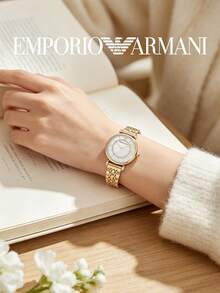 Armani AR1907 Women's Watch Gold Steel Band Mother Of Pearl Dial Rhinestone Ferris Wheel Quartz Wristwatch - White - View 7