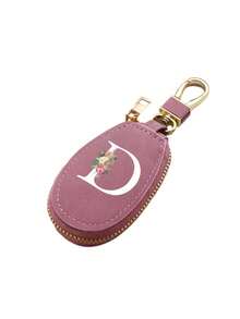 Multifunctional Key Case, Decorated With Fashionable Pink Floral And White Letter A-Z Pattern, Pink Keychain. Zipper Keychain, Floral Pattern Design, Zipper Storage Bag, Car Key Organizer, Car Key Chain, Compact Portable Key Bag With Minimalist Design, Travel Accessory, Elegant Ornament, Suitable For Home, Office, Travel, Car, Men And Women, Perfect Gift For Friends, Family, Couples, Anniversary, Birthday, Wedding, Graduation, And Teacher's Day - Multicolor - View 13