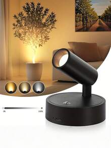 1 Set Lampu Sorot LED Putih Nirkabel Tanpa Bor, Dapat Diisi Ulang dengan Kontrol Sentuh USB-C Plastik, Dapat Diputar 350°, Dapat Diredupkan, 3 Suhu Warna, Cocok untuk Dekorasi Dinding Kamar Tidur, Tanaman, Membaca, Dekorasi Dalam Ruangan Rumah, dan Cahaya Ambient. - Satu ukuran cocok untuk semua - View 8