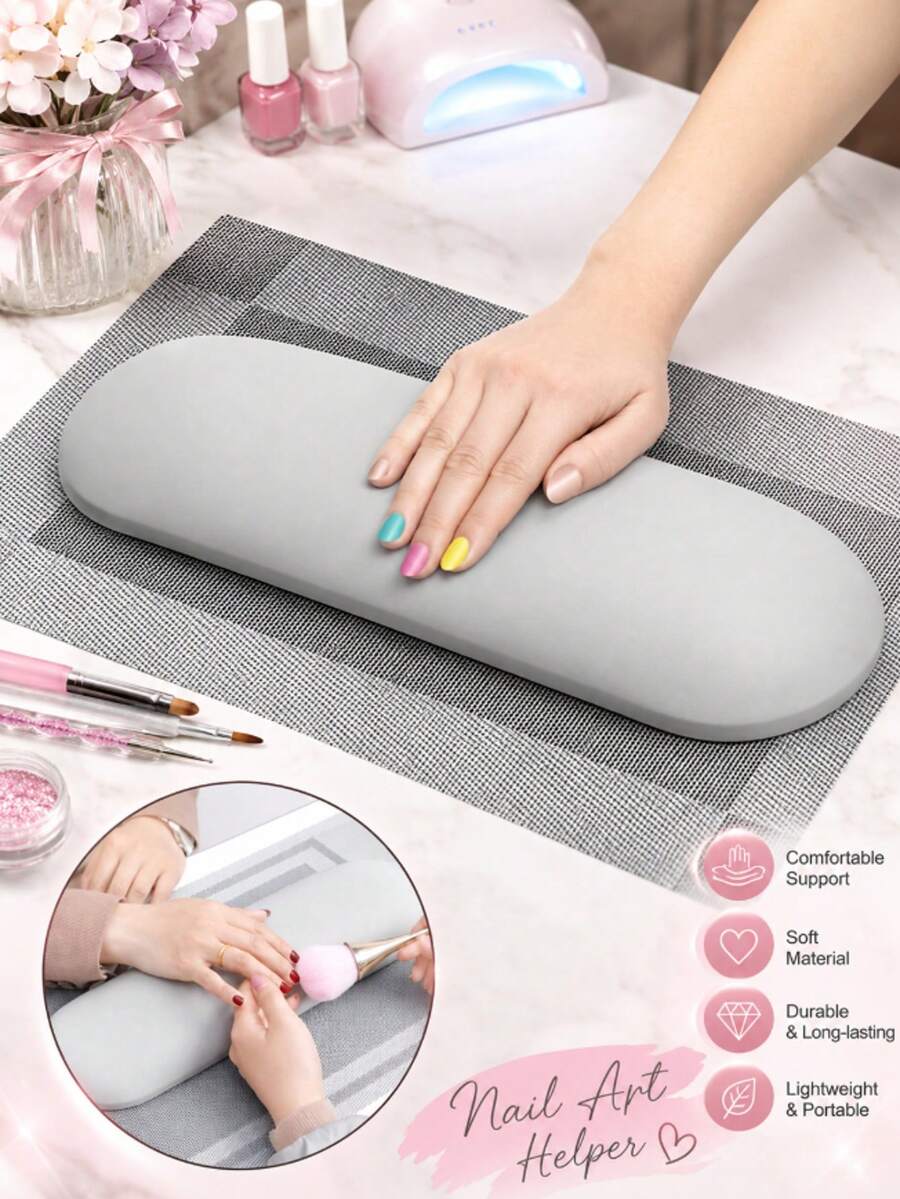 1pc Professional Arm Rest Pad (Black, White Or Grey) For Manicure And Eyelash Studio, Essential Equipment For Nail Technicians