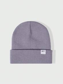 1件中性款 Y2K 風格刺繡 Logo NY 針織毛帽，戶外防寒休閒百搭冬季保暖帽，適合日常通勤 - 針織帽 - 查看 26