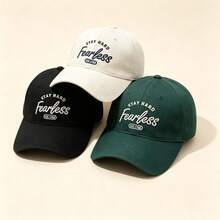 1pc Stay Hard Fearless Est 1968 Letter Embroidered Baseball Cap Solid Color Adjustable Soft Brim Casual Sun Hat Unisex - Multicolor - View 3