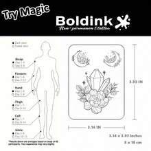Boldink 1PC Crystal & Moon Floral Temporary Tattoo Sticker, Waterproof Body Art Tattoo Sticker, Lasts 1-2 Weeks, Plant Juice Formula, And Gentle, Non-Irritating, Perfect For Daily Outfits, Body Decoration, Unisex Chinese Style Gift, Must-Have For Fashion Lovers - Black - View 3