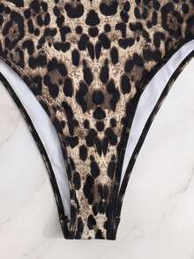 Spring/Summer New Niche Design Vintage Leopard Print Spaghetti Strap Body-Flattering One-Piece Swimsuit For Vacation - Multicolor - View 8