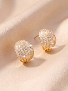 1 Pair Luxury Style Exquisite Women's Earrings Suitable For Evening Party, Commute, Date, Gathering, Holiday And Daily Wear - Circular Zirconium - View 4