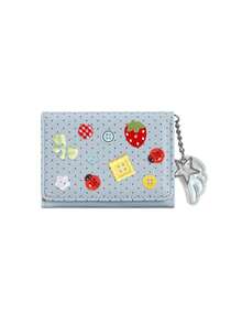 Cute Polka Dot 3-Fold Wallet With Button Decor & Star Wing Charm,Cute Ladybug Portable Coin Purse,Compact Women's Short Purse,Daily Card Organizer - Multicolor - View 16