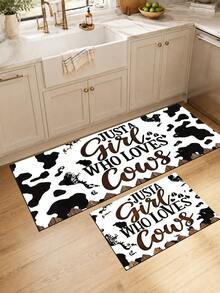 1pc Cow Print Kitchen Mat, Fun Holiday Style, Suitable For Autumn Party, Bathroom, Room, Kitchen, Sink Area And Home Holiday Decor, Foot Mat, Pet Mat - Multicolor - View 5