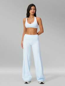 MFVIM Women's Versatile Yoga Set, Skin-Friendly Easy-To-Wear Fitted Bra, Butt-Lifting Slimming Wide-Leg Casual Pants - Baby Blue - View 8