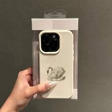 1pc Personalized Swan Polka Dot Graphic Aesthetic Pattern Black Liquid Straight Edge Phone Case Compatible With Iphone 16/16pro/16plus - Multicolor - View 2