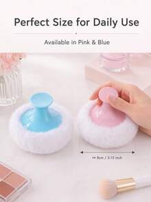 1pc Bubble Loose Powder Case Set With Large Soft Powder Puff, Reusable Face And Body Powder Brush, Portable Powder Compact, Suitable For Touch-Ups And Travel - Multicolor - View 8