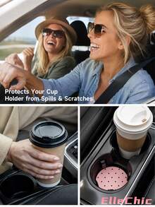 2pcs Universal Car Cup Holder Mats, 2.8 Inch Quick-Dry Non-Slip Washable Car Cup Pads, Minimalist Car Interior Decoration Accessories, Suitable For Men And Women - Multi-color - View 9