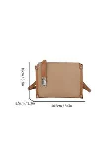 Solid Color PU Material Zipper Closure Women's Bag, Simple And Stylish Versatile Shoulder Diagonal Cross Bag, Women's Daily Commuting Use - Khaki - View 10
