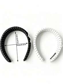 1pc Polka Dot Music Note Headband, Black & White Treble Clef With Star-Shaped Rhinestone Hairband, Suitable For Women's Daily Wear - Multicolor - View 5