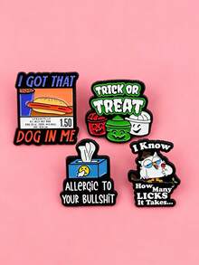 1pc European & American Funny Cartoon Quote Metal Alloy Quirky Pattern Brooch, Women's Daily Backpack Accessory - Multicolor - View 2