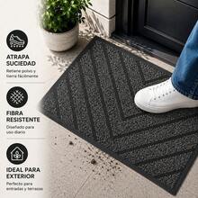 Felpudo Entrada Casa, Alfombrilla Retangular Absorbente con Base de Goma,Atrapa Suciedad y Humedad, para Interior y Exterior, Puerta, Pasillo y Terraza - PVC - roombo GRIS - Ver 3