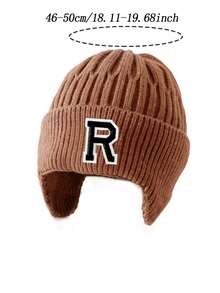 Baby Ear‑Protection Knit Beanie For 0‑3 Years Old, Warm Soft Knitted Toddler Hat, Stretchy Fall Winter Infant Cap, Gift For Christmas, Thanksgiving - Brown - View 10