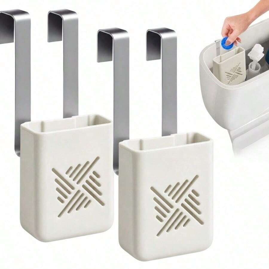 1 Set Toilet Tank Cleaner Storage Rack, Hanging Toilet Cleaning Tablet Storage Box, Slow-Release Toilet Cleaning Tablet Box With Stainless Steel Hook, Slow-Release Cleaner, Convenient For Toilet Cleaning - Multicolor - View 1