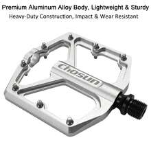 Aluminum Alloy MTB Bike Pedals, 9/16" Spindle Wide Platform Non-Slip Flat Pedals For Mountain Bike Cycling - Silver - View 11