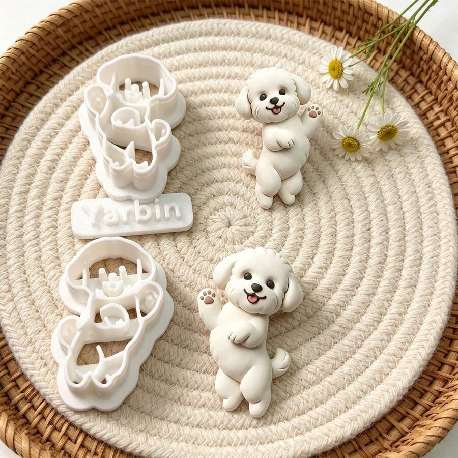 3Pcs Poodle Puppy Clay Cutters Set DIY Handmade Earring Jewelry Making Craft Molds Supplies