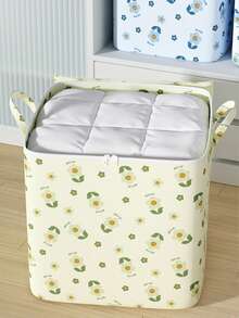 Large Capacity Flower Storage Boxes With Flip-Top Lids & Handles Portable Dustproof Clothes Storage Bags Flower Pattern Organizer Blanket Bedding Comforters Organizer For Bedroom And Closet Bedroom Home Essentials Accessories - Multicolor - View 4