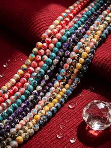 Mixed Color 8mm Splash Grain Natural Stone Beads Strand Approx 50Pcs Per String Bulk DIY Bracelet Necklace Craft Accessories Wholesale - Multicolor - View 8
