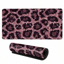 1pc Pink Glitter Leopard Print Pattern Mouse Pad Cute HD Rubber Desk Pad Extended Gaming Keyboard Mats Extra Large XXL Non-Slip Office & Gaming Mousepad - View 1