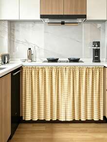 1pc Farmhouse Style Plaid Short Curtain Tablecloth, Reusable Classic Cafe Farmhouse Style Kitchen Half Window Tablecloth, Suitable For Home And Commercial Use, Kitchen And Window Decor, Retro Window Decor Style - Multicolor - View 3