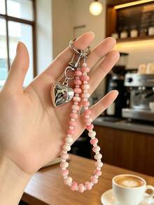 1pc Elegant Cute ABS Plastic (ABS Resin) Heart Keychain Pendant, Car Key Ring, Bag Charm, Beaded Key Chain - Heart - View 3
