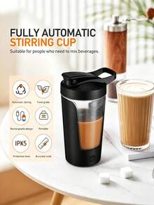 450ml Electric Shaker Cup, Built-In 500mAh Battery USB Rechargeable Automatic Stirring Cup, IPX5 Waterproof Portable Mixing Shaker Cup, Suitable For Protein Powder, Coffee, Matcha, Milkshake - Multicolor - View 4