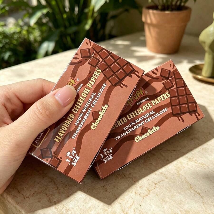 2 Packs New Chocolate Flavor Transparent Rolling Papers, Plant Cellulose Thin Transparent Paper, Portable 78MM Size Flavored Rolling Papers Hand Rolling Tool, Smoking Accessories