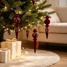 6Pcs Velvet Icicle Ornaments For Christmas Tree Holiday Hanging Decorations - Claret - View 2