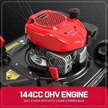 18-Inch Gas Lawn Mower, 144cc 4-Cycle Engine, Walk-Behind Push Lawn Mower, Side Discharge, 5-Position Height Adjustment, Ideal For Small Yards - A - View 3