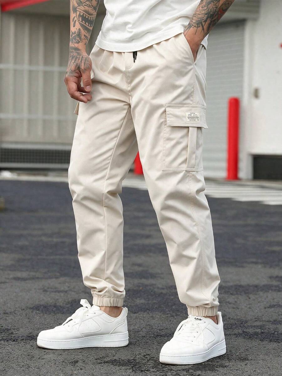 Spring/Autumn New Men's Workwear Cargo Pants, Multi-Pocket Loose Casual Minimalist Versatile Japanese Style Jogger Pants, Runs Small, Recommend Ordering One Size Up - Khaki - View 1