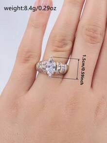 1pc Romantic Cubic Zirconia Ring, Women's Style, Suitable For Wedding, Engagement, Anniversary, Party, Valentine's Day And Other Occasions. - 1# - View 6