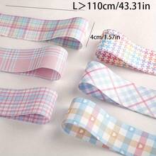 Plaid Printed Ribbon, Handmade Bow DIY Hair Accessories, Craft Supplies, Gift, Floral Ribbon - Multicolor - View 5
