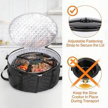 Slow Cooker Carrying Case For 6-8 Quart (Approx. 1.8-8 Liter) With Strap, Suitable For Hot Food And Hamilton Beach Slow Cooker Carrying Bag With Lid Fastener, Dust Cover For Slow Cooker Equipment - Multicolor - View 1