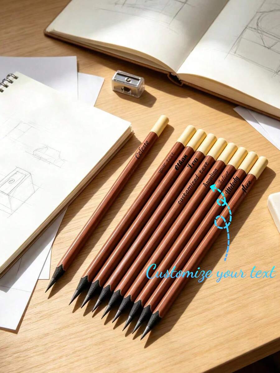 Custom Text Logo Black Wood Chocolate Pencil Laser Engraved Student Use Triangular Barrel Thick Lead HB Writing Pencil Lead Thickness 0.32mm, Couples, Spouses, Colleagues, Friends, Elders, Children, Classmates, Mentors - Multicolor - View 1
