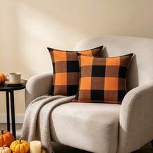 Ensemble de 2 taies d'oreiller d'automne citrouille, housses de coussin à texture de lin avec imprimé de tournesol et lettres manuscrites, taies d'oreiller décoratives Hello Pumpkin Thankful pour canapé, chambre, décoration de la maison pour Thanksgiving et l'automne - Orange brûlé - Voir 5