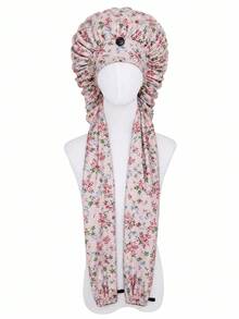 CONFLASS Penutup Kepala Sutra Es Motif Bunga & Cetak Vintage untuk Wanita, Topi Tidur Panjang yang Sejuk dan Halus dengan Tali Pengikat yang Dapat Diatur, Desain Tali Serut Anti-Kusut, Pelindung Rambut untuk Rambut Keriting dan Kepang Panjang - Beraneka warna - View 14