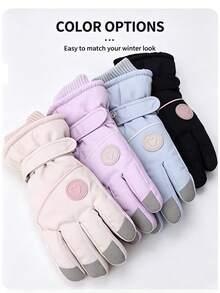 Ueasy 2pcs Unisex Winter Ski Gloves, Windproof Waterproof Touchscreen Warm Snowboard Gloves, Non-Slip Adjustable Cuff Fleece Lining Snow Gloves, Suitable For Cycling Running Outdoor Sports - Multicolor - View 1
