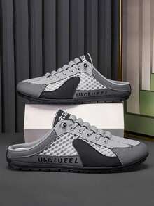Zapatos casuales mule sin talón para caballeros, malla de alta ventilación evita sobrecalentamiento. Suela antideslizante y resistente, 3 colores disponibles. Ideal para paseos;ligeros y cóm - Gris - Ver 5