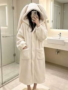 1 buah Jubah Mandi Musim Dingin Wanita dengan Telinga Kelinci - Jubah Mandi Tebal Berlapisan Bulu, Pakaian Santai yang Nyaman, Desain Gaya Kartun, Pakaian Pesta Bertema Kelinci yang Lucu, Jubah Mandi Mewah untuk Spa dan Rumah yang Mudah Perawatan, Perlengkapan Penting Musim Gugur/Musim Dingin, Wajib Dimiliki untuk Kembali ke Sekolah, Hadiah yang Bagus. - MultiWarna - View 13