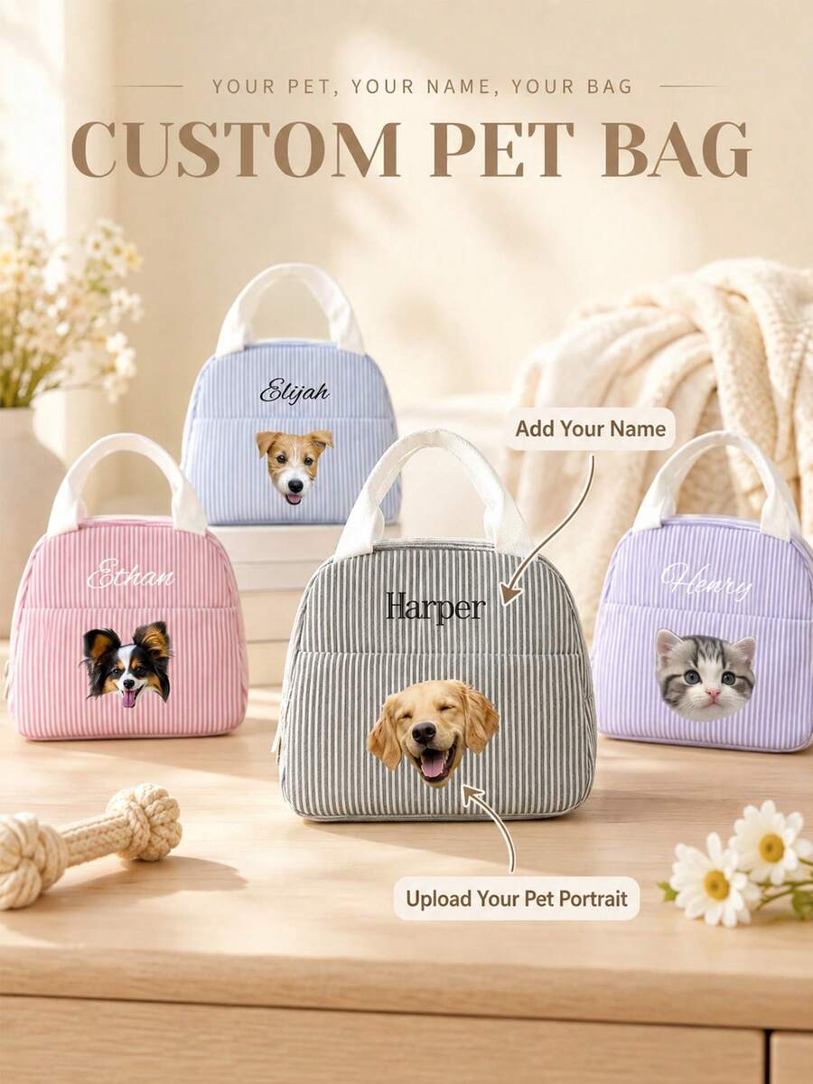 Personalized Insulated Lunch Bag With Name, Custom Lunch Tote Bag, Portable Food Storage Bag, Lunch Bag For Women - Multicolor - View 1
