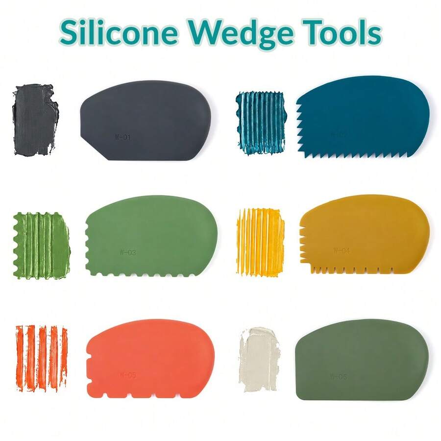 Flexible Silicone Wedge Tool For Oil Paint, Acrylic Paint, Clay, Plaster, Wax Crayon And Ceramic, Heat-Resistant Art Supplies For Texture Shaping And Paint Blending