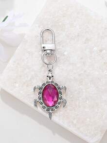 1pc Vintage Rhinestone Turquoise Turtle Keychain, Bag, Earphone Case Pendant, Car Keyring, Unisex, Souvenir, Animal Lover Gift - Multicolor - View 6