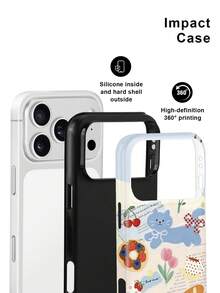 Koolife 1pc Cute Printed Phone Case, 2-In-1 Glossy Hard Shell, PC+TPU Material, Anti-Scratch Shockproof Protective Case, Compatible With IPhone 11, 12, 13, 14, 15, 16, 17/Pro/ProMax - Multi-color 2 - View 2