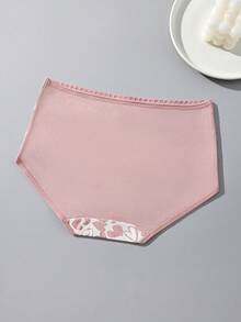 6pcs Pink Heart Print High Waist Cotton Women's Triangle Panties, Comfortable Bodycon Underwear - Multicolor - View 8